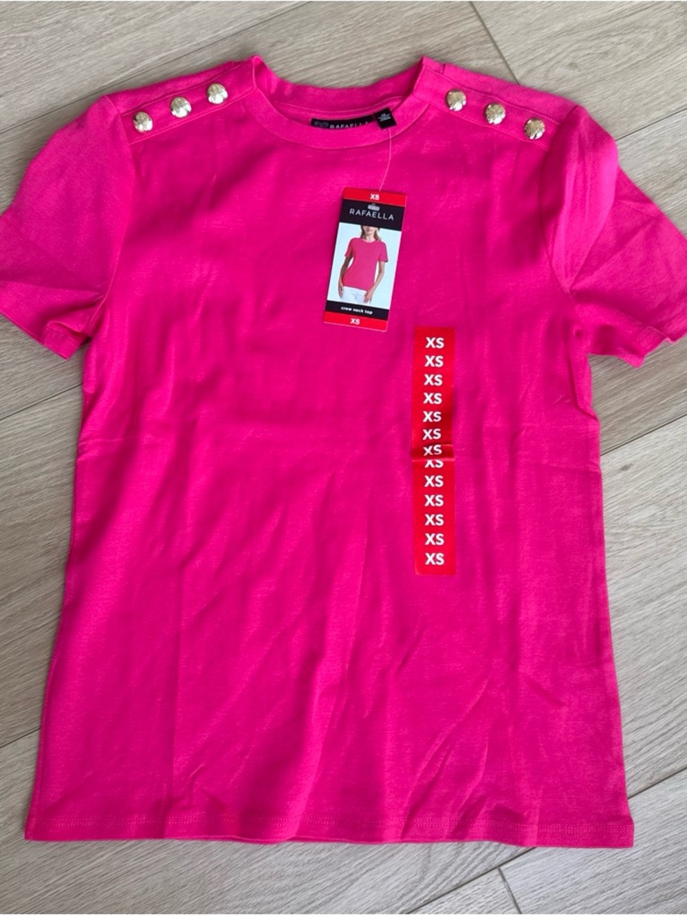 Rafaella Girls' Bright Pink Short Sleeve Top with Button Accents